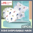 Детская маска для малышей, защитная одноразовая маска для лица, Мультяшные маски 4 слоя с ушными петлями, детская маска с мультяшным принтом, кавайная маска