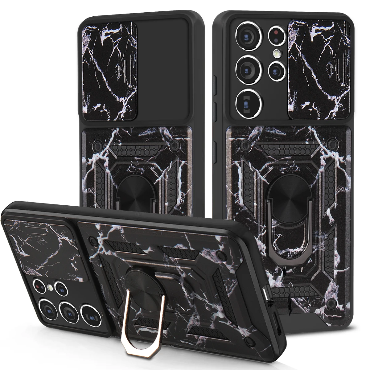 

Armor Push Window Ring Bracket Anti-fall Protect Phone Case For Xiaomi Redmi Poco K40 Pro 11 11I 11X F3 Rugged Camouflage Cover