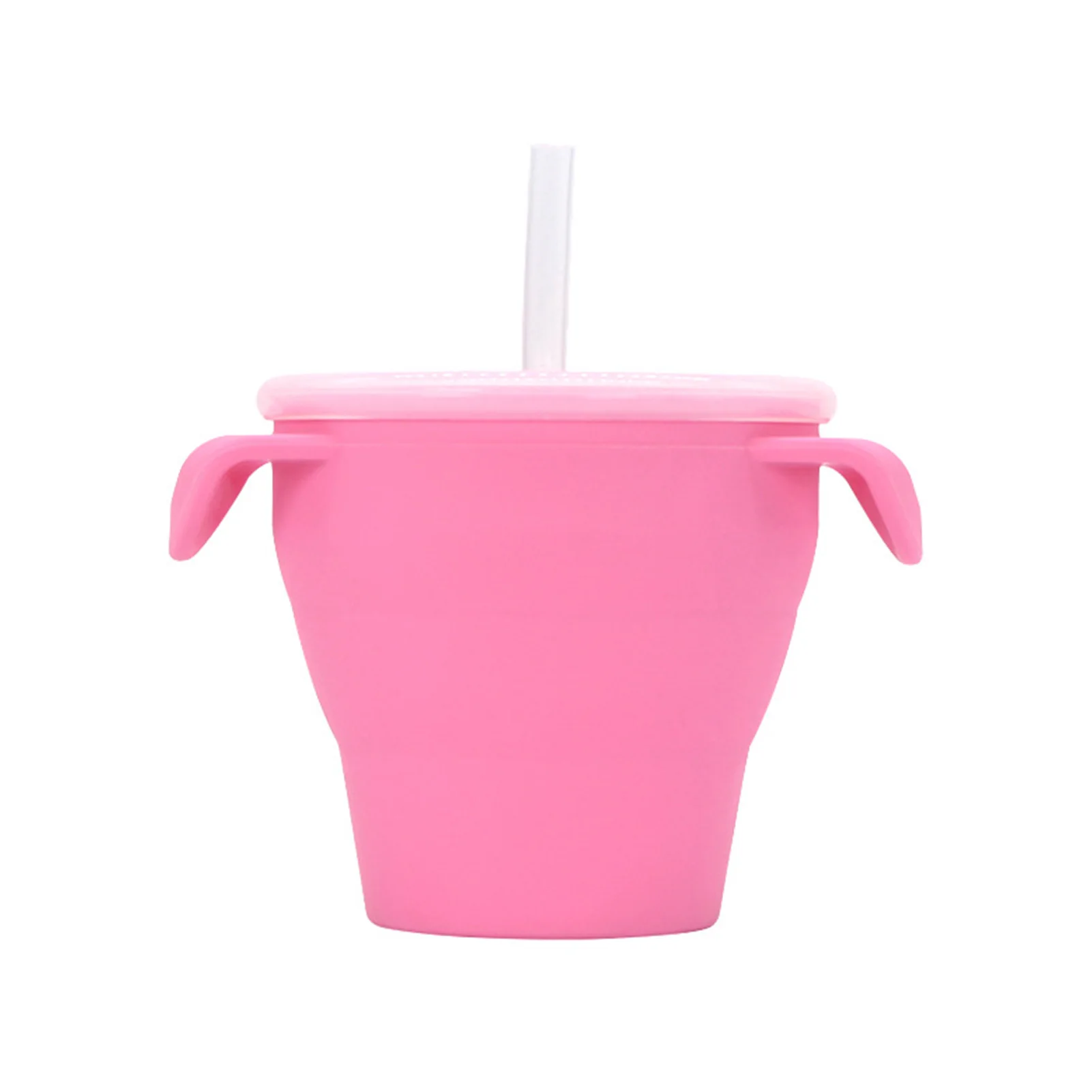 

For Baby Feeding Drinking On The Go Soft Silicone Food Container Spill Proof Portable Small Folding With Handle Snack Cup Travel