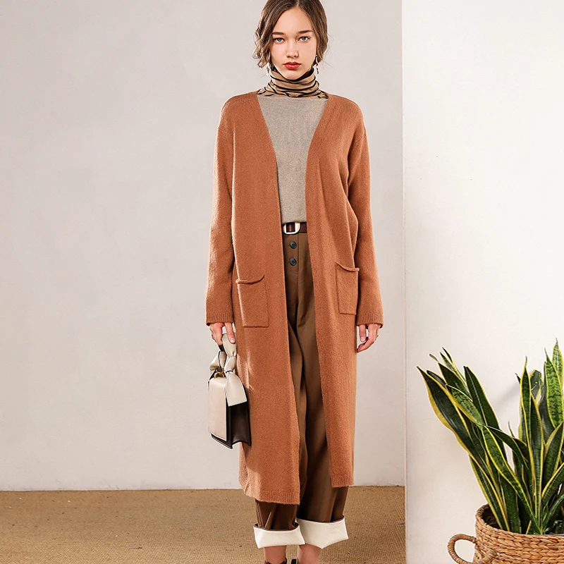 

Smpevrg hot sale female cardigan long sleeve V-neck long cardigan women sweater knit top jumper women coat knitted pull femme