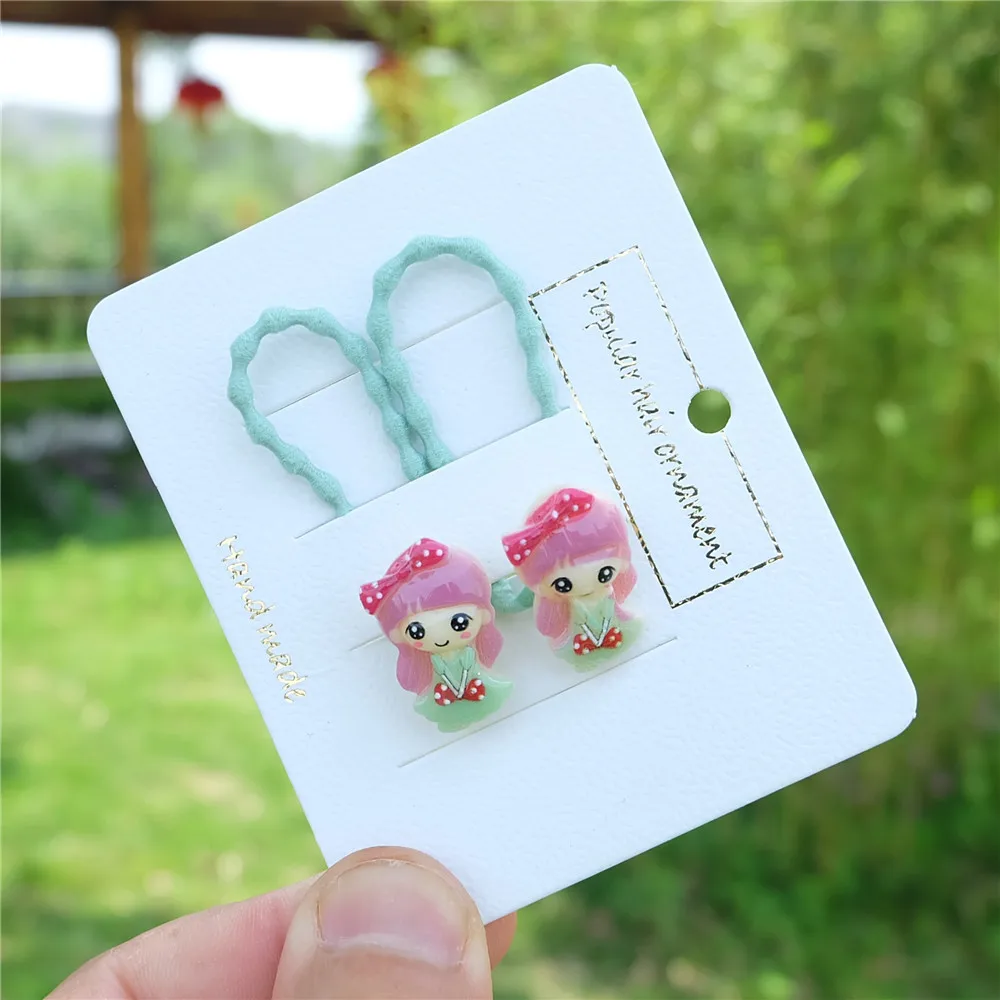 

2pcs/set Cute Kids Hair Rope Cartoon Ponytail Holder Rubber Bands Lovely Girl Hair Clips For Baby Children Hair Accessories