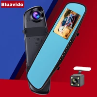 bluavido 4 3 car rearview mirror video recorder fhd 1080p dual lens support motion detect cycle record auto registrator camera