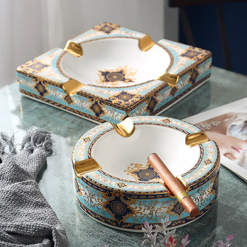 

Home Furnishing Ceramic Portable Cigar Ashtray for Office Living Room Clubhouse KTV Useful Creative Ornament Smoke Ash Tray