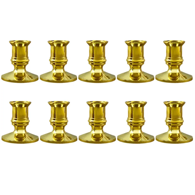 

10X Gold Pillar Candle Base Taper Candle Holder Candlestick Christmas Party Decor