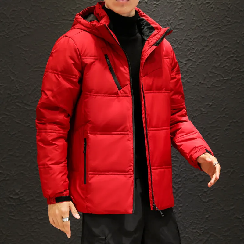 Men's Winter Warm Jacket Coat Casual Autumn Stand Collar Puffer Thick Hooded White Duck Down Jackets Men's -20 Windbreaker Parks