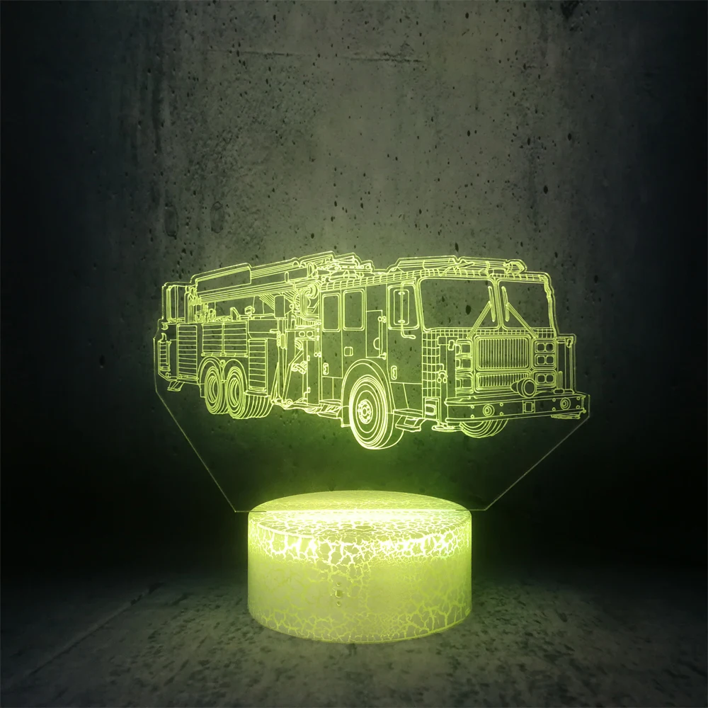 3D иллюзия пожарная машина ночной Светильник детская комната стол Декор