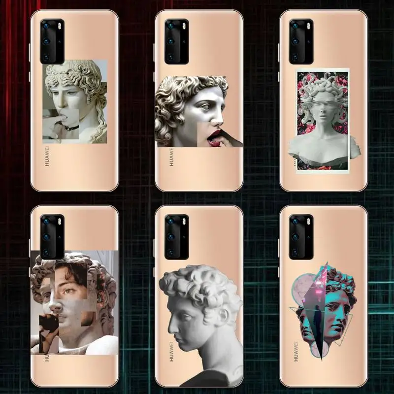 

Abstract Art Statue Phone Case Transparent for huawei honor P 40 30 20 lite Pro 10 i 8 9 x p smart 2019