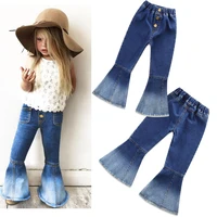 girls bell bottomed pants elastic waist spring children trousers outfits baby flare costume fashion kids clothing