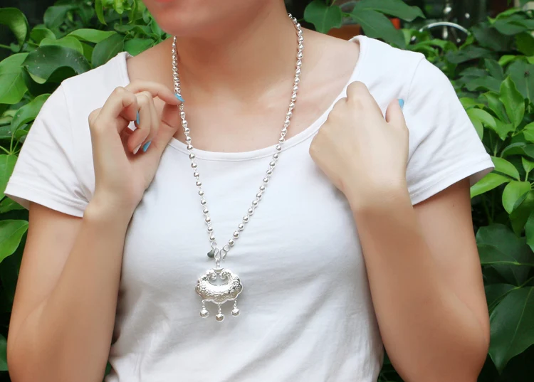 Модные 925 серебро замок ожерелье для женщин длинный свитер цепи с длительным