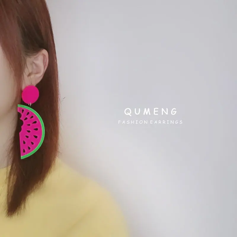 Женские длинные серьги QUMENG Модные Акриловые в стиле панк хип хоп с фруктовым