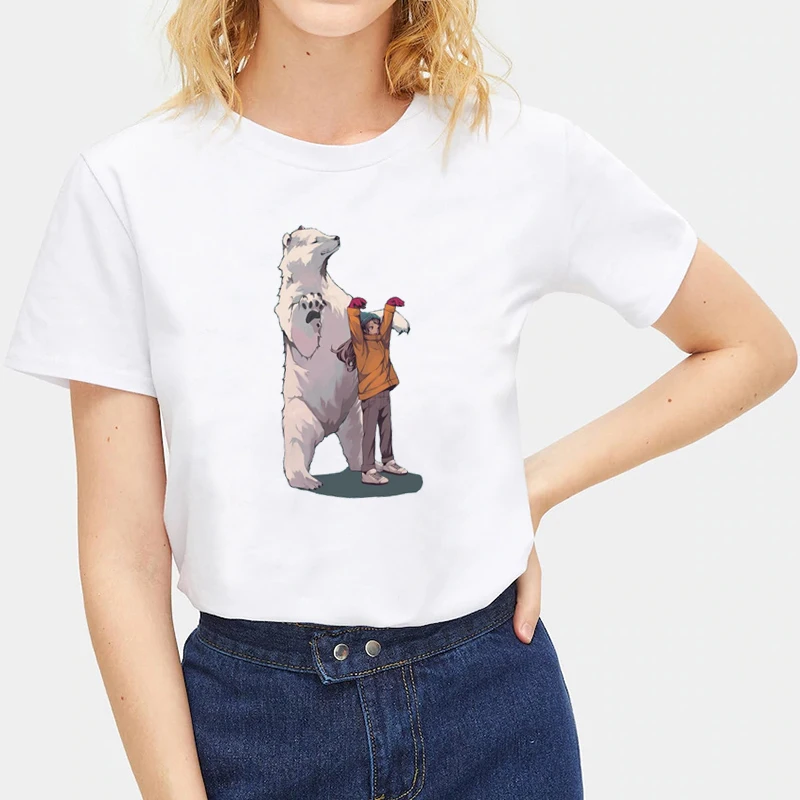 Повседневная Свободная Летняя женская футболка с забавным животным принтом