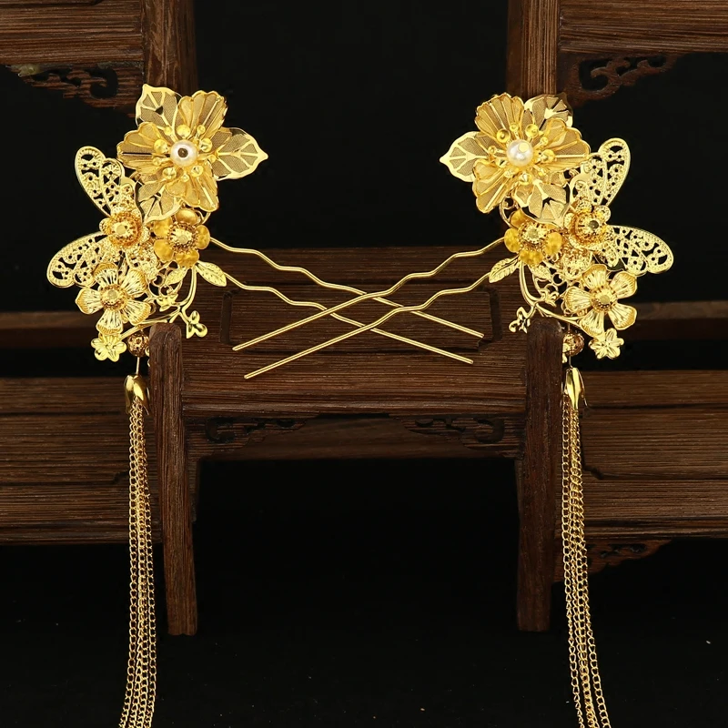 Винтажный Китайский Свадебный головной убор украшения для волос в стиле ретро