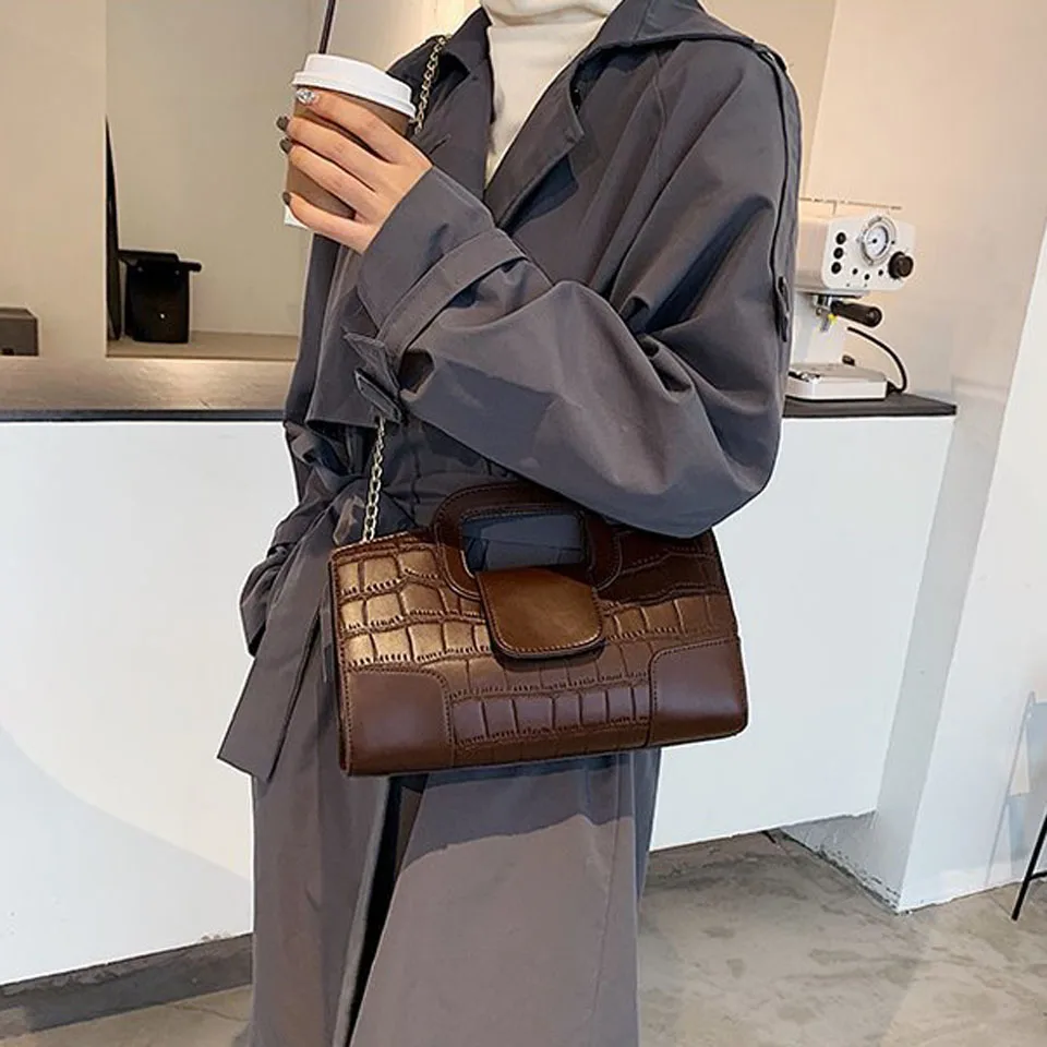 

Crossbody Bags for Women 2021 Crocodile Pattern PU Leather Casual Totes Fashion Chain Messenger Shoulder Bag Handbags and Purse