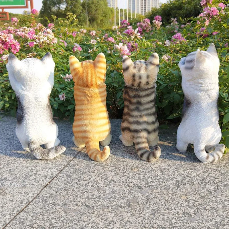 

Cute 8inch Resin Cat Statue Decor Garden Animal Kitty Sculpture Home Decoration Ornament Craft