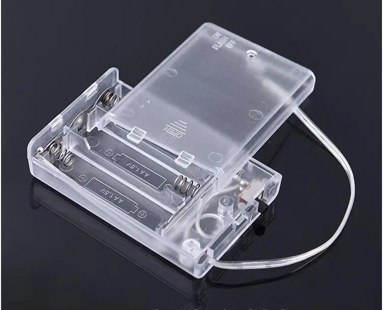 

15pcs/lot 3 4.5V AA Battery Holder Box Case With Switch 3 AA 3A Batteries Storage Holder Box Case With Switch Lead Transparent