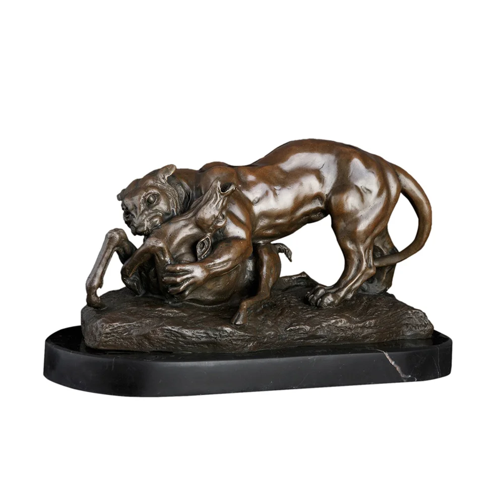 

Bronze Lion Hunting Sculptures Statue Vintage Figurine Hot Casting High-End Vintage Gifts Art Decor