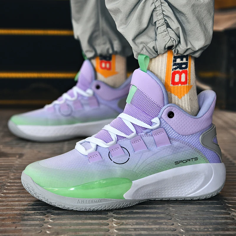 Designer Purple Basketball Shoes Men Unisex Sports Shoes Thick sole Men's Basketball Sneakers Professional Court Trainer Men