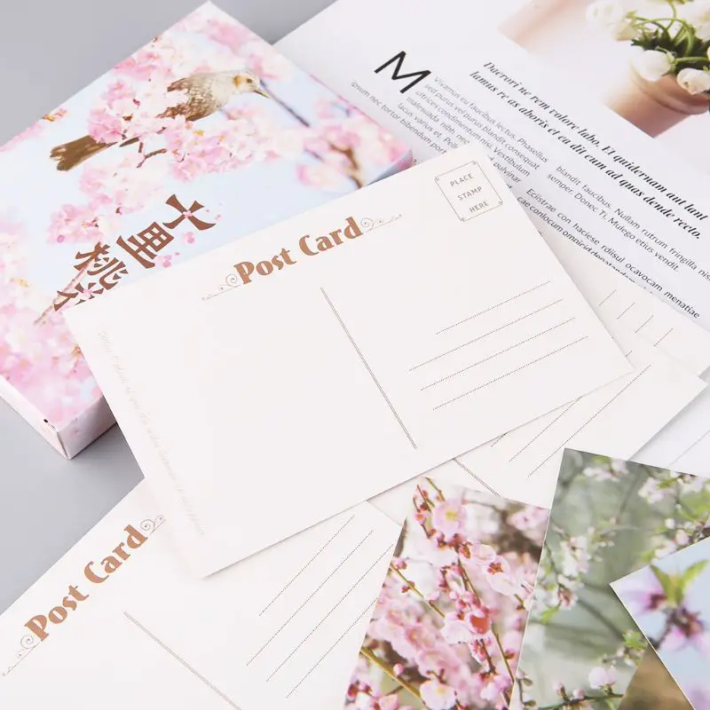 

30 Sheets Peach Blossom Paintings Retro Vintage Postcard Christmas Gift Card Wish Poster Cards