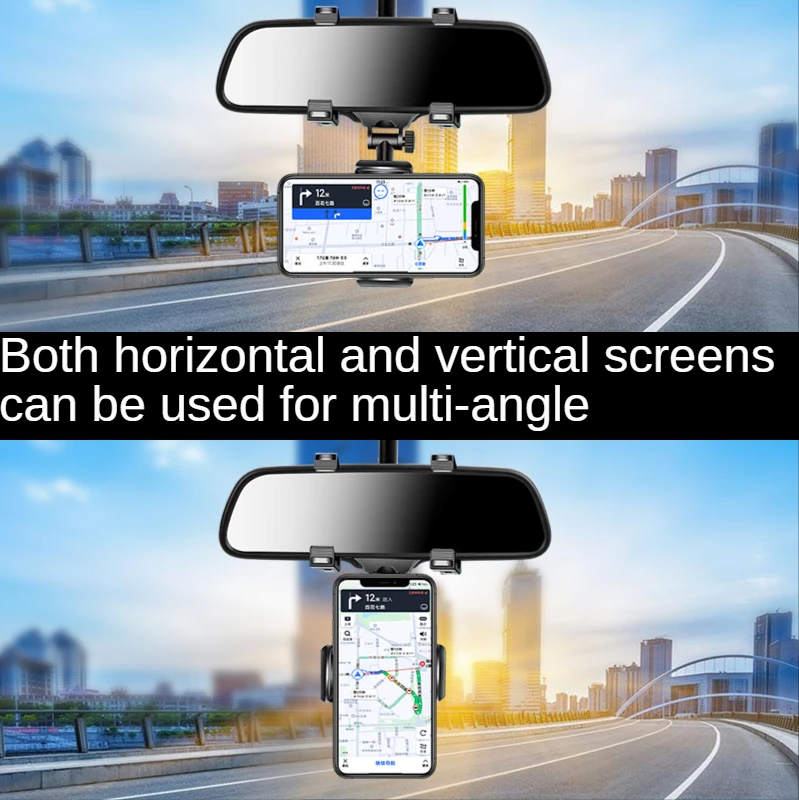 

Car Mobile Phone Holder Car Rearview Mirror Horizontal and Vertical Navigation Support Universal Snap-on Recorder