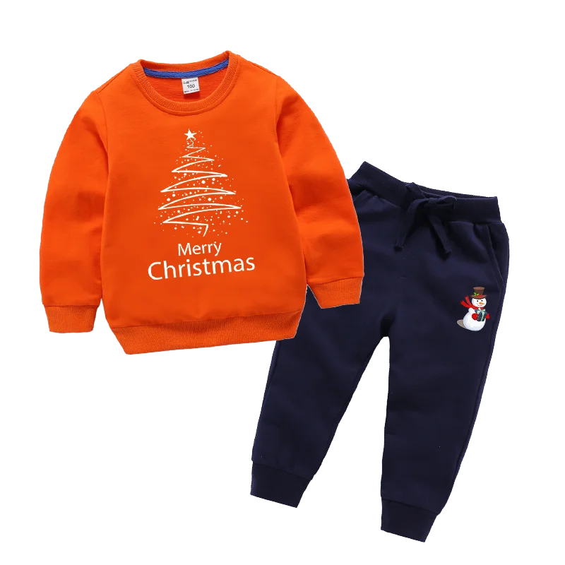Рождественская Одежда для мальчиков и девочек Рождественский комплект Длинные