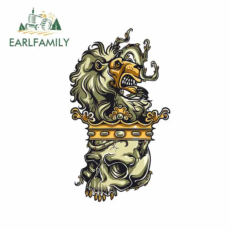 EARLFAMILY 13 см x 7 8 Для Kingdom Lion Skull виниловые автомобильные наклейки наклейка на доску