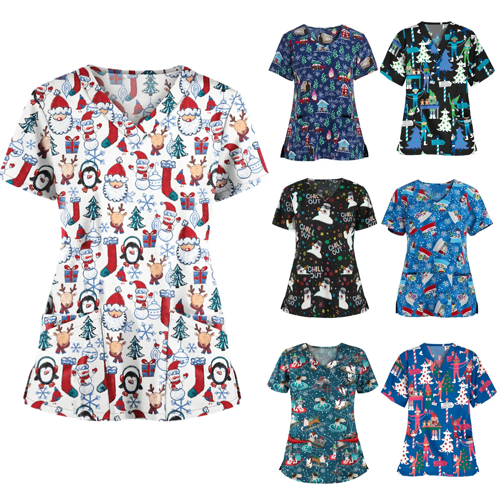 Женская футболка с коротким рукавом и V-образным вырезом карманами | Тематическая