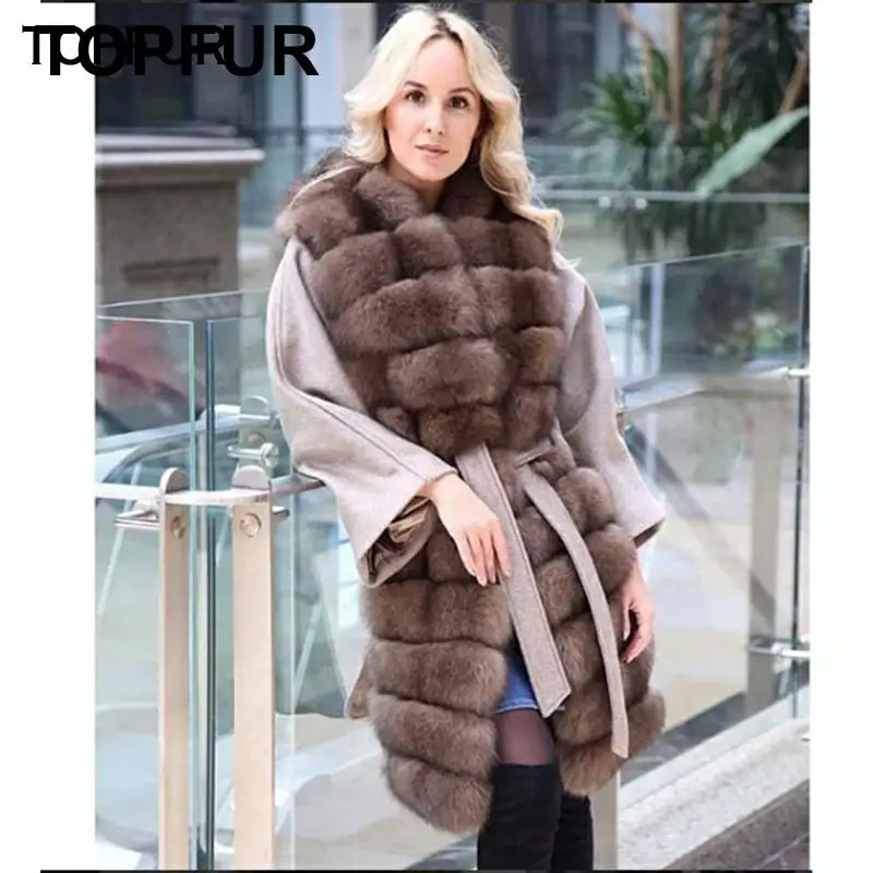 TOPFUR роскошное новое пальто из натурального меха Женское зимнее шерстяное