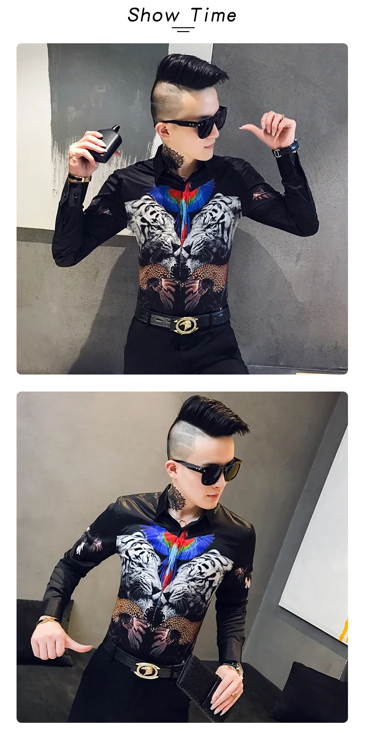 Дизайнерские мужские рубашки с 3D принтом, с длинным рукавом, Camisa Masculina, Повседневная приталенная Мужская рубашка для работы в ночном клубе, уличная рубашка