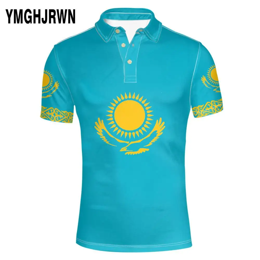 

KAZAKHSTAN male diy custom made name number kaz Polo shirt nation flag kz russian kazakh country college print photo clothes