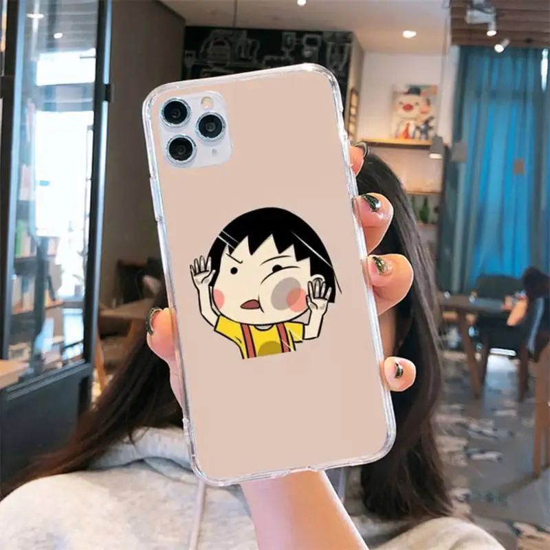 

Cartoon Chibi Maruko-chan Phone Case Transparent for iPhone 6 7 8 11 12 s mini pro X XS XR MAX Plus cover funda shell