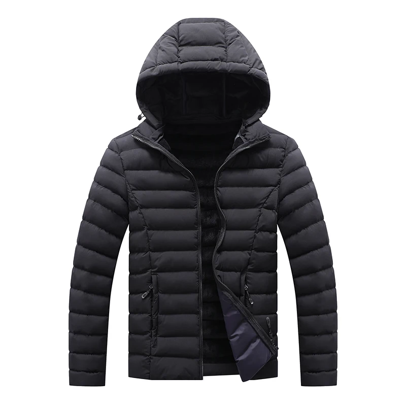 Thicken Waterproof Hooded Men's Jacket Parkas Winter Male Coat Casual Polyester Zipper Hat Jacket Oversized Homme Clothing L-4XL