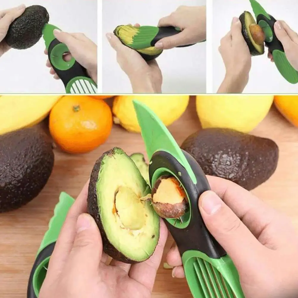 3 in 1 Plastic Avocado Slicer Knife Corer Fruit Peeler Cutter Pulp Separator Kitchen Practical Convenient Gadget | Дом и сад