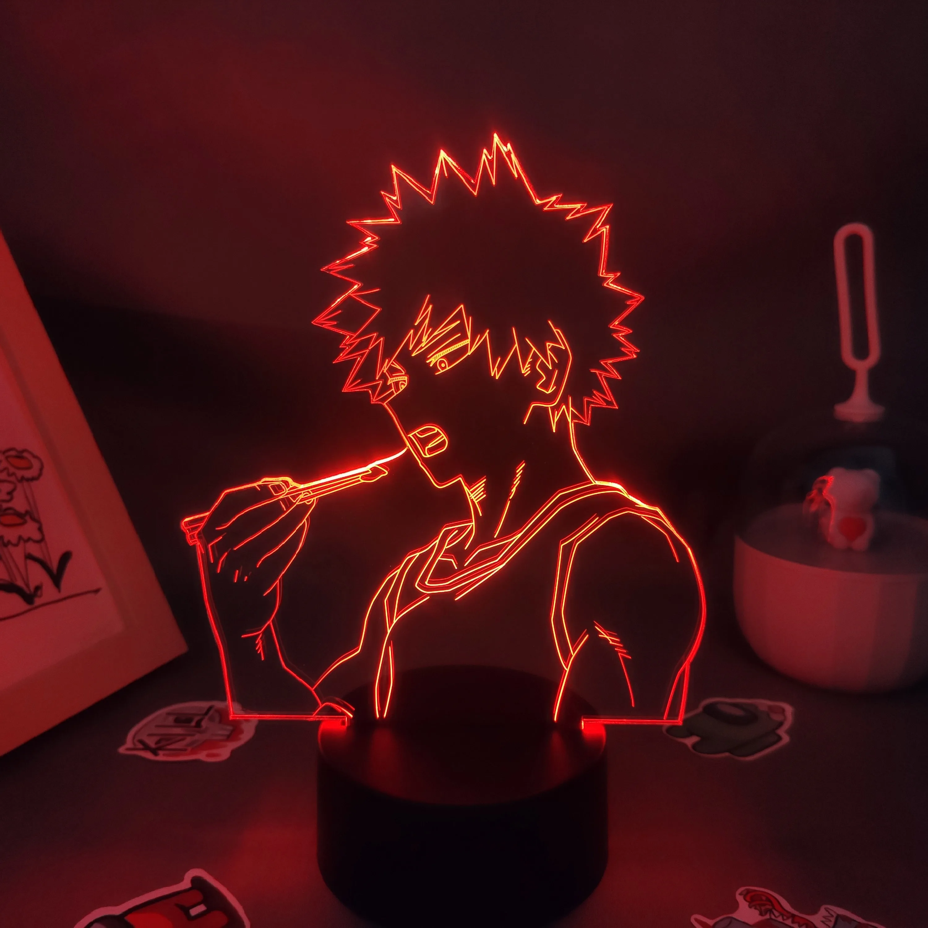 Аниме фигурка моя геройская академия Katsuki Bakugo 3D светодиодные ночники RGB неоновый