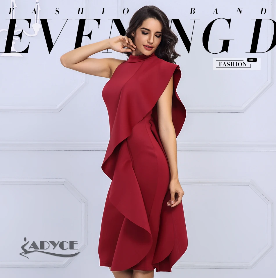 

2018 summer fashion new women's solid color sleeveless big ruffled sexy round neck stitching nightclub dress party dress female