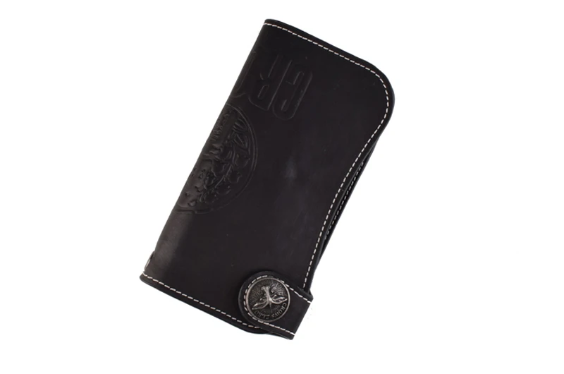 Free Shipping New male men's man Japanese senior middle school College Wallet black Long First Layer Pure black Leather Wallet