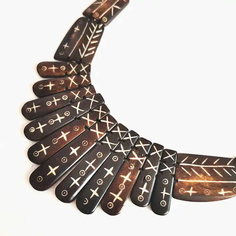 TNL431 Тибетский ручной резной Тотем Амулет Statement большой ожерелье кость тибетского