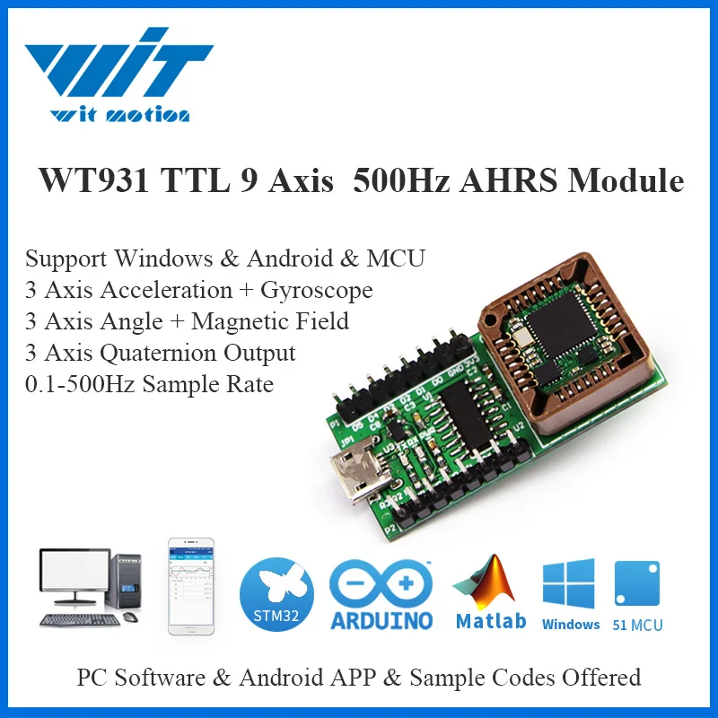 WitMotion WT931 до 1000 Гц AHRS IMU 9 оси Сенсор угол + акселерометр + гироскоп + магнитометр MPU-9250 на ПК/Android/MCU