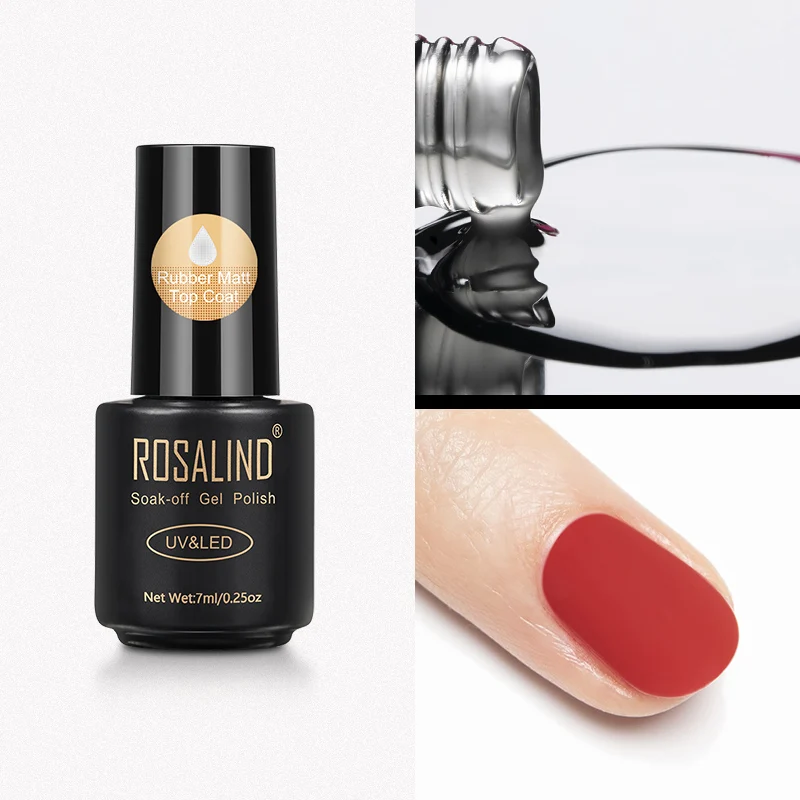 ROSALIND Гель-лак для ногтей Полупостоянный УФ-гель Гибридный Vernis 7 мл для ногтей праймер лак для ногтей маникюр полилак основа верхнее покрытие - Цвет: Rubber Matt Top