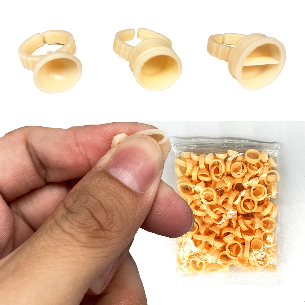 

100pcs S/M/L Disposable Caps Microblading Yellow Ring Tattoo Ink Cup for Permanent Makeup Pigment Holder Accessories Tattoo Tool