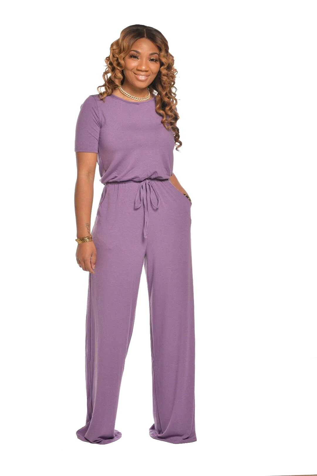 Женские комбинезоны с коротким рукавом летние широкими штанинами и шнуровкой