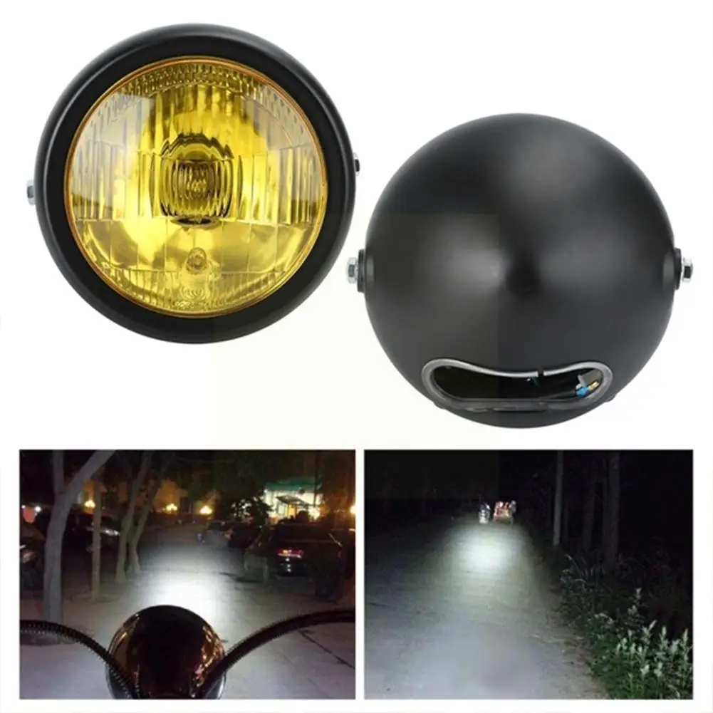 

Classic Vintage LED motorcycle modification Headlight Shape 4 Bicycle Round Fog Color Retro GN125 Light Front Lamp Head X9T7