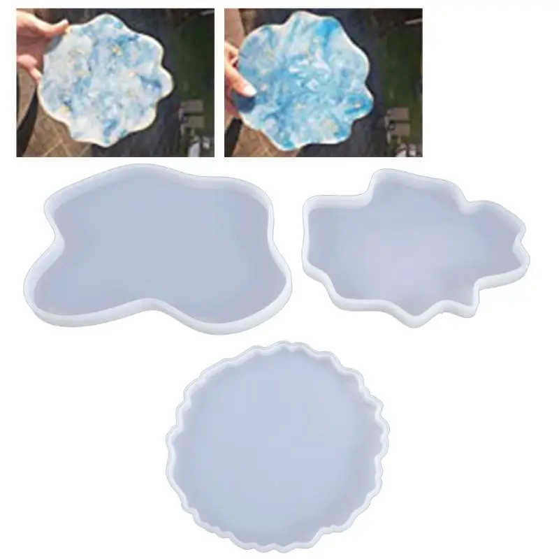 

3 Pcs Crystal Epoxy Resin Mold Irregular Coaster Casting Silicone Mould Handmade DIY Decor Crafts Making Tools