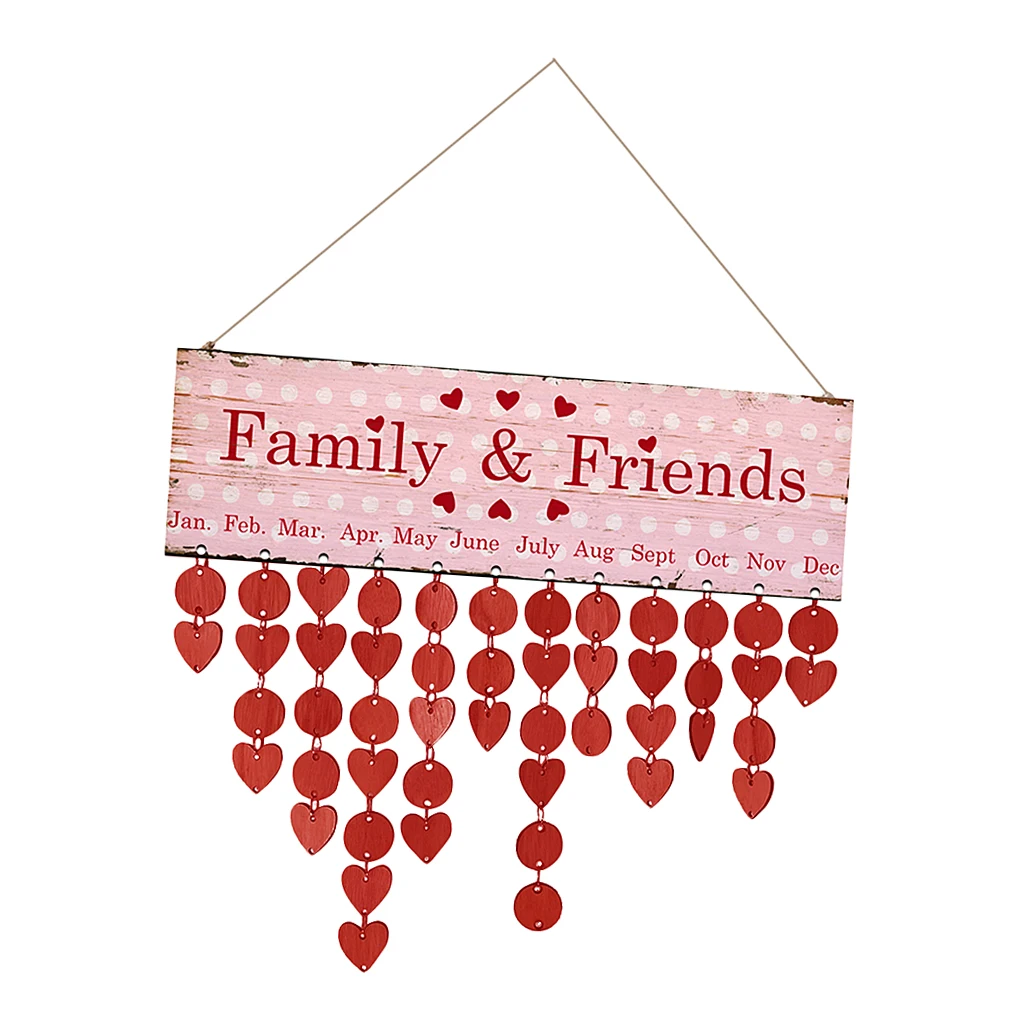 

Vintage Red Wood Family& Birthday Reminder Calendar DIY Hanging Plaque Decor