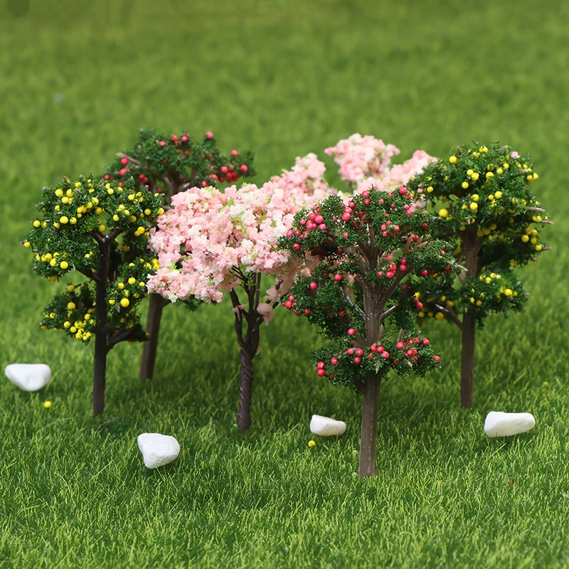 

2Pcs Micro Landscape Flower Tree Plants Miniature House Garden DIY Bonsai Decor