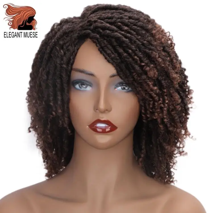Elegant MUSES короткие синтетические парики для Для женщин 6 дюймов длинные мягкие Faux locs волосы парик с эффектом деграде(переход от темного к черный жук, вязанные крючком парики из косичек