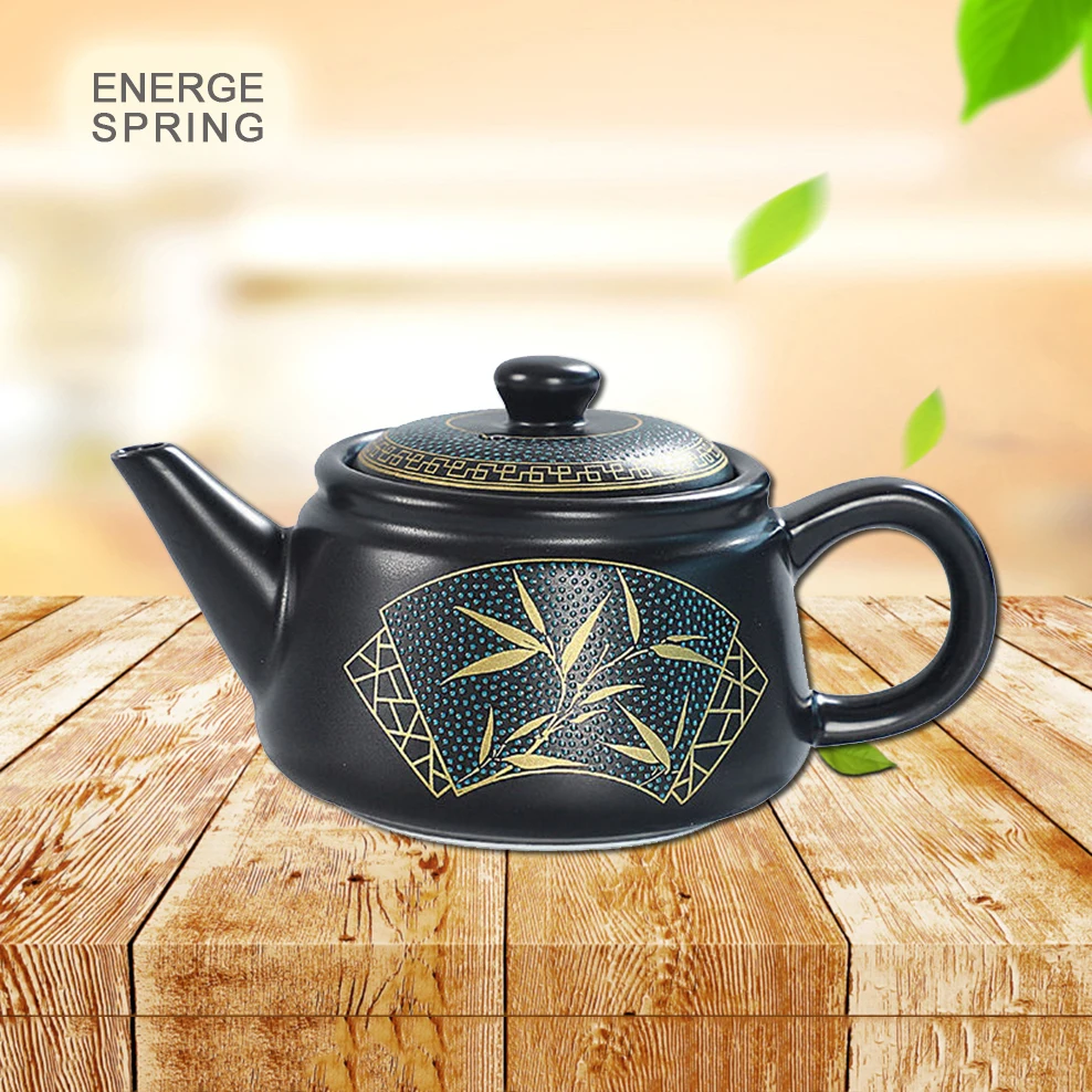 

250ML Classical Ceramics Small Teapot Chinese Style Matte Black Depicting Gold Make Tea Pot Home Tea Set