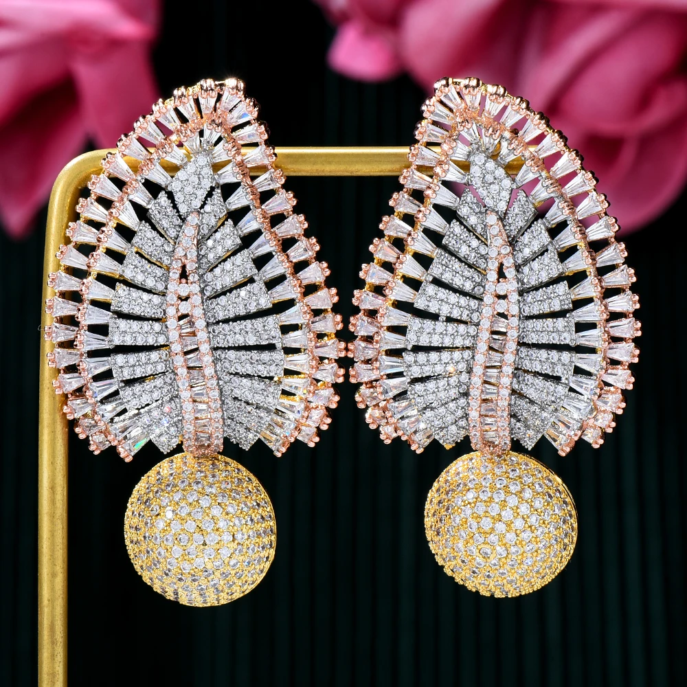 

SORAMOORE Fashion street style Drop Earrings For Women Wedding Party Cubic Zircon Dubai Bridal Earring boucle d'oreille 2021