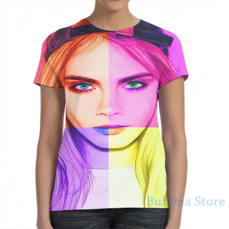 Мужская футболка с принтом Кара Delevingne POP sherbet модная женская со сплошным топы для