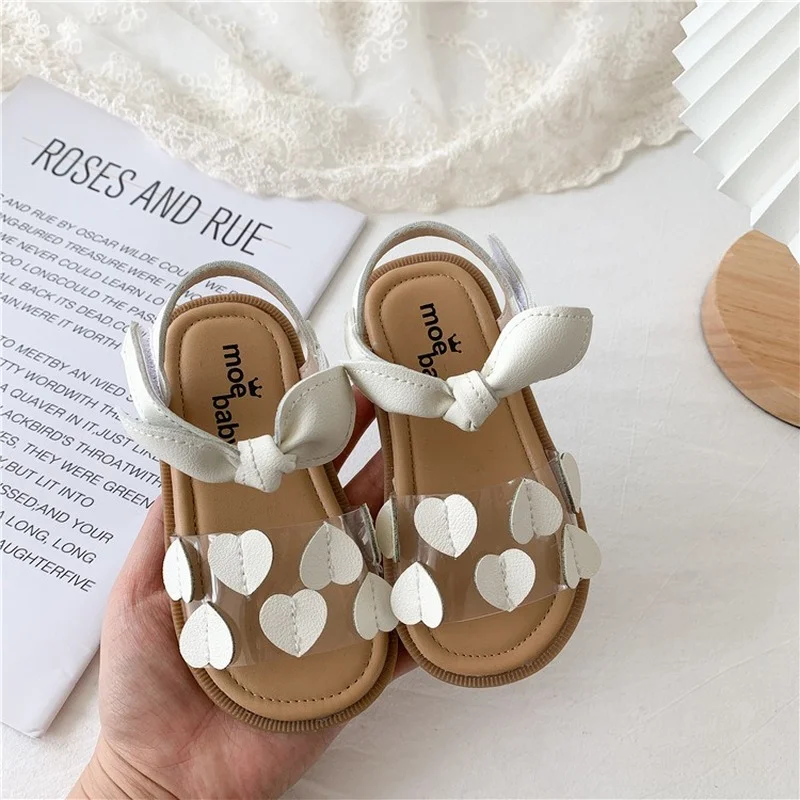

Children Sandals 2021 Summer New Girls Sweet Bow Gladiator Sandals Little Girl Hook and Loop Bowtie Solid Color Shoes