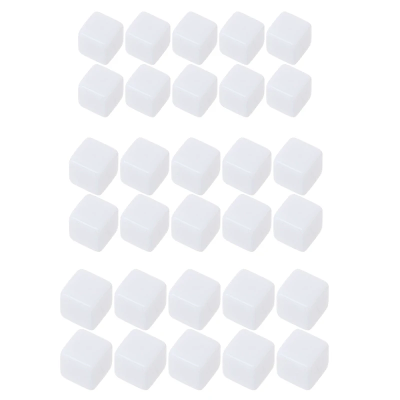 

10Pcs/Pack White Acrylic Blank Dice Game Props Educational Toy 16/18/20mm for Children Solid Color DIY Dice Toys D5QD